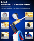 DIY Brake Bleeder Kit With Hand Vacuum Pump And Adapters, Universal Tool showing gauge, pump nozzle, and ergonomic handle