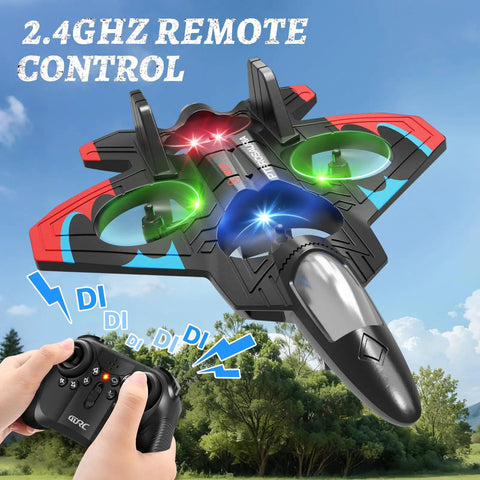 Foam RC Airplane With LED Lights For Kids And Adults Ages 8 To 16 360 Degree Flips Stunt Fighter Jet Toy flying with remote