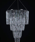 Four Tier Large Wedding Chandelier With Faux Crystal Iridescent Beaded Swag, 24 Inch Wide By 36 Inch Long, Showstopper Centerpiece
