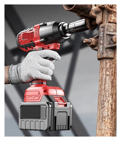 Gangsuqd Brushless Cordless Impact Wrench With High Torque For Car Repair And Home Use, held by a gloved hand, tightening a bolt.