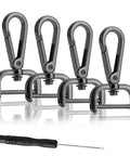 Top Shelf 4Pcs Detachable Swivel Snap Hooks And Screw Bar Swap Bag Straps in gunmetal finish with screwdriver tool