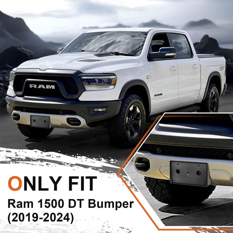 Front License Plate Frame For 2019 To 2024 Ram 1500 DT Curved Front Bumper License Plate Holder
