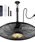 Outdoor Ceiling Fan With Light For Patios And Pergolas 24 Inch Black IP65 Waterproof Gazebo Fan with remote control and app displayed