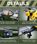 World War II Spitfire And BF109 1 To 32 Scale Building Block Set 2 In 1 Dual Model With Spinning Propeller Open Cockpit Detail