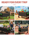 All Terrain Collapsible Wagon Cart With 220 Lb Load Capacity used in camping, beach, garden, and sports events.