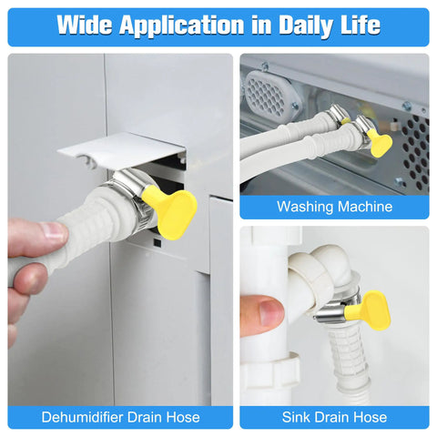 13 Foot Universal Dehumidifier Drain Hose With Cuttable Rubber Adapter And Clamp attached to appliance