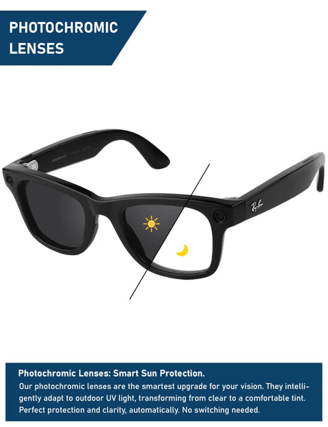 Photochromic Replacement Lenses For Ray Ban Meta Wayfarer RW4006 RW4008 50mm 53mm And Gen 2 RW4012 AI Glasses UV Transition