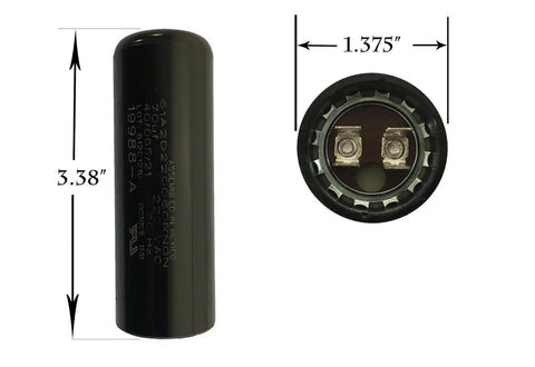 OEM 70 MFD 220 VAC 60 Hz Garage Door Opener Capacitor Replacement showing dimensions 3.38" height and 1.375" diameter