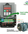 Diagram showing VFD Converter 110V Single Phase To 110V Three Phase Drive For Up To 3HP Motors, wiring and motor connection