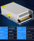 Universal 12V 83A 1000W Switch Mode Power Supply Converter From 110V Or 220V AC To DC 12V Regulated LED Driver dimensions