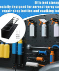 Spray Bottle Holder And Carbon Steel Storage Rack For Caulk Tubes Tough As Nails Heavy Duty Organizer with mounted spray bottles.