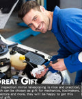 Mechanic using Telescoping Inspection Mirror With Long Handle Extendable Mirror On A Stick For Techs And Pros Black 50mm Round Automotive Tool For Contractors Checking And Observation under car hood.