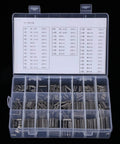 Spring Pin Set 280 Piece Stainless Steel Roll Pins Hollow Dowel Fasteners From M1.5 To M8 Durable Silver Finish Box