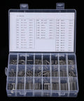 Heavy Duty Stainless Steel Spring Pins 280 Pack Set Sure Grip Tension Fasteners Rust Proof in organizer box with sizes M1.5 to M8.