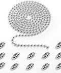 10 Feet Beaded Ball Chain 4.5mm Stainless Steel Bead Pull Chain Extension With 12 Connectors for window roller shade blinds