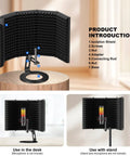 Foldable Microphone Isolation Shield With Triple Sound Insulation For Clear Vocals, Reflection Filter, desktop setup view