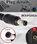 Close-up of plug details for 3 In 1 29.4V 2A Electric Scooter Charger Replacement For 25.2V Lithium Scooters And E Bikes With Multiple Plug Types