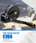 Heavy Duty Boat Trailer Winch 1200 Lbs With 26 Ft Steel Rope Two Way Ratchet 4 To 1 Gear Marine Grade Hand Winch for safe pulling.