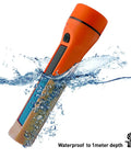 1000 Lumen Solar LED Flashlight With Micro USB Port Waterproof Orange Outdoor Utility Light Hybrid Solar Rechargeable Power Bank submerged
