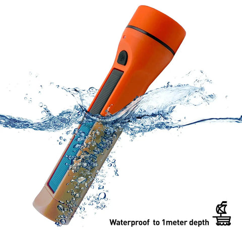 1000 Lumen Solar LED Flashlight With Micro USB Port Waterproof Orange Outdoor Utility Light Hybrid Solar Rechargeable Power Bank submerged