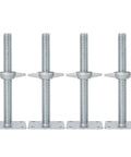 Heavy Duty 4 Pack Adjustable 12 Inch Scaffold Leveling Jacks Rock Solid Galvanized Steel Construction with square bases