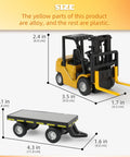 Size dimensions of Mini 1:64 Scale Remote Control Liftable Forklift Toy With All Metal Die Cast Body showing measurements and details.