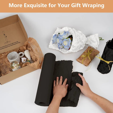 Eco Friendly Honeycomb Packing Paper Roll 12 Inch By 200 Foot Cushioning Alternative For Bubble Wrap Moving And Shipping No Plastic Recyclable Kraft Paper Biodegradable Green Packaging Solution For Protecting Delicate Items with gift wrapping setup.