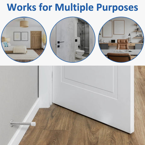 36 Pack Spring Door Stopper Set with Rubber Bumper Tips for Wall and Bottom of Door installed on living room wall