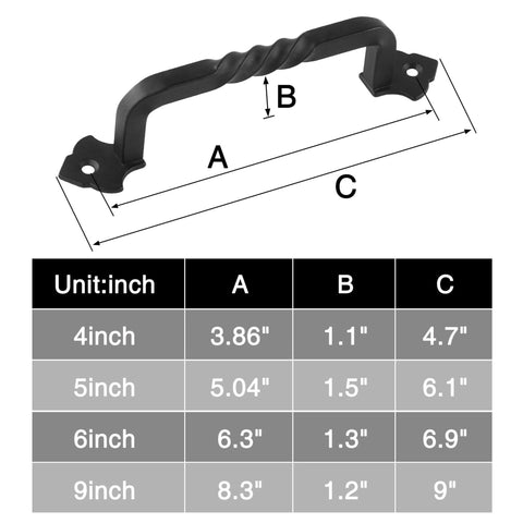 2 Pack Barn Door Pull Handles For Wood Gates And Cabinets Tough As Nails Steel With Black Powder Coat in 4 to 9 Inch Sizes