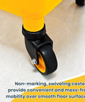 Close-up of caster wheel on 35 Quart Side Press Wringer Mop Bucket Set On Wheels With Industrial Mop For A Workhorse Heavy Duty Floor Cleaning Solution In Home Office Garage And Commercial Janitorial Use Rectangular