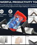Heavy Duty 43 Degree Electric Tile Edge Cutter With Auto Water Spray For Flawless Ceramic And Porcelain Chamfers showing powerful 1200w motor.