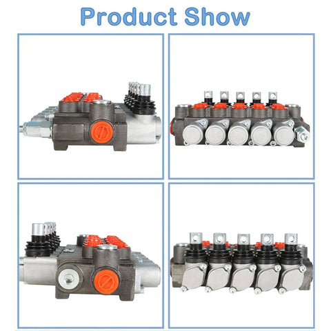 Heavy Duty Five Spool Hydraulic Control Valve Beefed Up 3600 PSI 13 GPM SAE Ports Inlet Outlet For Tractors Loaders And Log Splitters