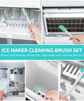 Ice Machine Cleaner Brush Kit, 10-Piece Set With 2 Extra-Long Drain Pipe Brushes And 8 Crevice Brushes in use with ice maker