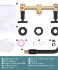Oil Rubbed Bronze Wall Mount Bathroom Faucet With Two Handle Vanity installation kit components