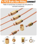 Copper Coated Brake Line Kit 25 Ft 3/16 In With 16 Fittings And 4 Unions Plus Double And Single Flare Tool Kit, brass fittings close-up
