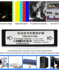 RJ11 Telephone And Fax Surge Protector With 110V Thunder Arrester and 10cm Ground Wire Metal IP20 Shield for phone protection
