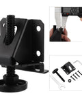 Four Pack Adjustable Furniture Leveling Feet Heavy Duty Support Up To 2000 Lb Capacity With 0 To 2.6 Inch Height Adjustment And Black Finish With Durable Zinc Plated Construction And Anti Slip Floor Protectors For Stable Level Surfaces black metal leveling foot with screws and wrench