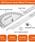 Two Arm Stainless Steel Protractor And Ruler Combo For Woodworking 0 To 180 Degrees 0 To 4 Inches with laser scale and screw