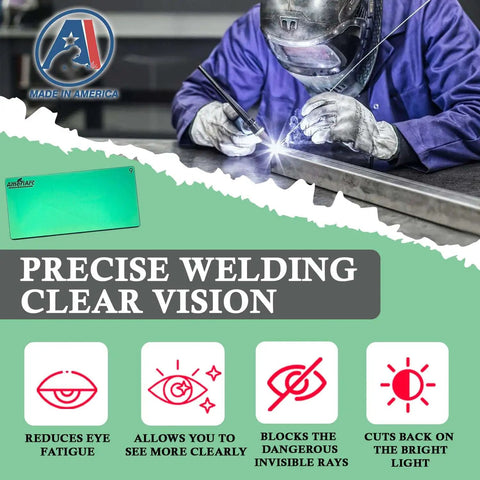 Heavy Duty Shade 9 Welding Lens Replacement Filter Passive Non Auto Darkening Safety Glass True Color View 2X4.25 Inch showcasing precise vision.