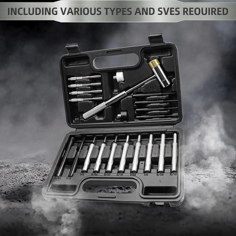 Non Slip Bench Block Kit With Universal Gun Block And Pro Pin Punch Set in open organizer storage box