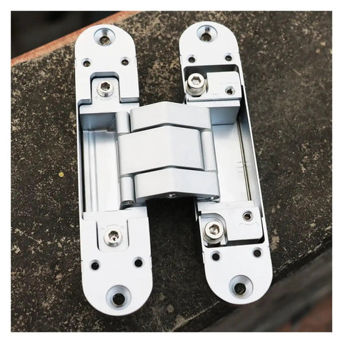 Invisible Hinge 180 Degree Zinc Alloy for Hidden Folding Doors cross hidden hinges on rough concrete surface