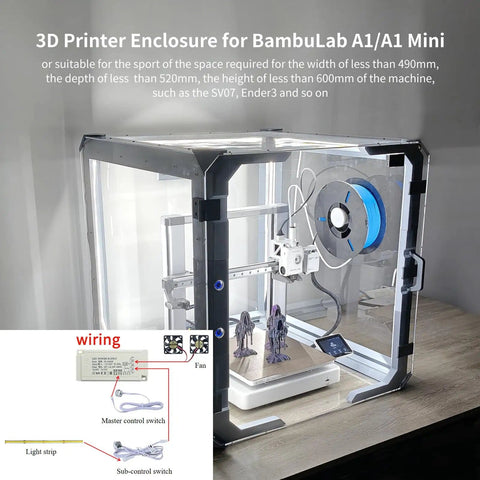 DIY 3D Printer Enclosure Kit For A1 Unassembled Sealing Design Reduces Noise And Printing Interference Cover Box shown in use
