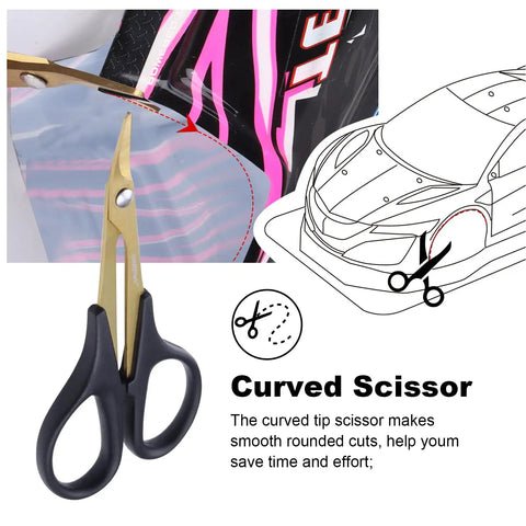 Image of curved scissors from the RC Car Body Reamer Kit 0-14mm Hole Puncher With Sleeve And Curved Scissors Set for bodyshell mods.