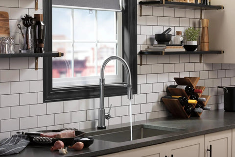 VoiceIQ Activation Module for Touch2O Kitchen Faucets Compatible with Alexa and Google Assistant Voice Control Smart Home Upgrade Kit EP100855 in modern kitchen setup