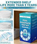 Pro Grade Pool Phosphate Test Strips 50 Count For Hot Tub And Spa Water Chemistry Testing in package with tips for storage.