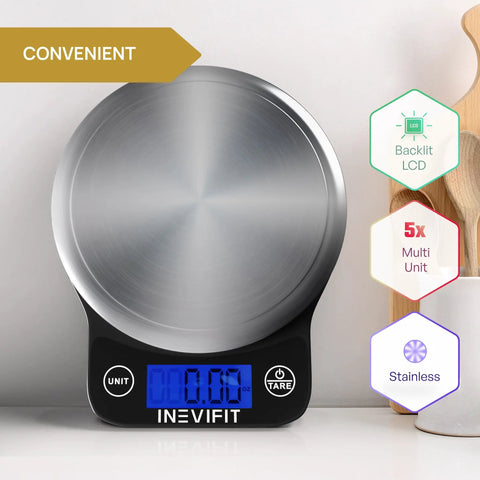 Digital Kitchen Scale For Precision Weighing, 13 Lb 6 Kg Capacity, Multifunction Food Scale In Clean Black Stainless Steel