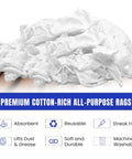 White T Shirt Cleaning Rags 1 Pound Bag Multipurpose Shop Rags For Cleaning Staining Painting Oil Grease And Dust Great For Home Garage Workshop Bulk 100 Percent Cotton T Shirt Rags