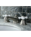 New York 8 to 16 Inch Widespread Lavatory Faucet With Brass Pop Up Drain No Drip Ceramic Disc Cartridge Satin Nickel Finish