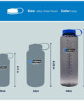 48 Oz Wide Mouth Silo Water Bottle BPA Free Durable Leak Proof Large Capacity for Hiking, Gym, and Sports size comparison