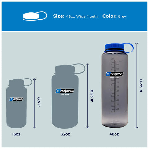 48 Oz Wide Mouth Silo Water Bottle BPA Free Durable Leak Proof Large Capacity for Hiking, Gym, and Sports size comparison